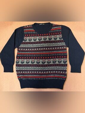 Il Gufo Boys 3Y Merino Wool Sweater Navy Fair Isle Knit Made in Italy Toddler